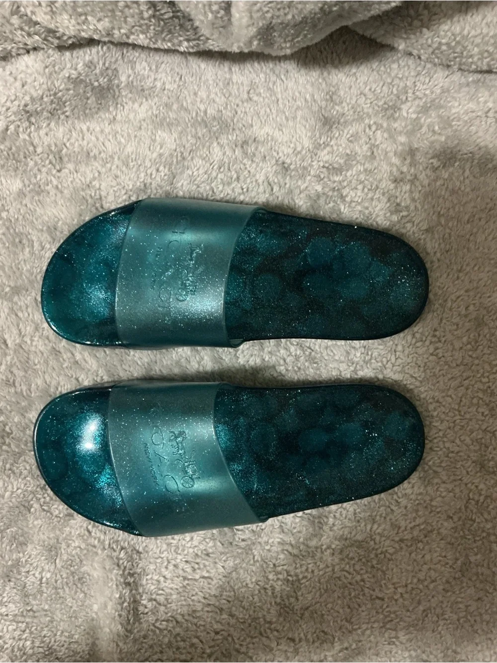 Women’s Glitter Teal Slide Sandals